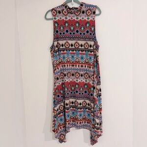 Bailey Blue High Neck Aztec Print Midi Dress Size 2X